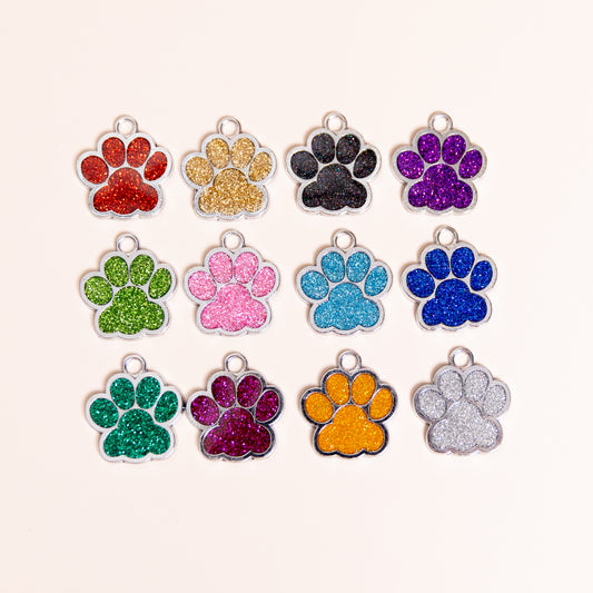 Glitter Paw Print Personalised Tags